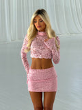 BABY PINK LACE SEQUIN COORD