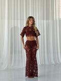 CROCHET FLOWER MAXI SET |CHOCOLATE