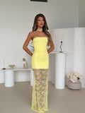 LEMON RUCHED LACE MAXI & CHOKER