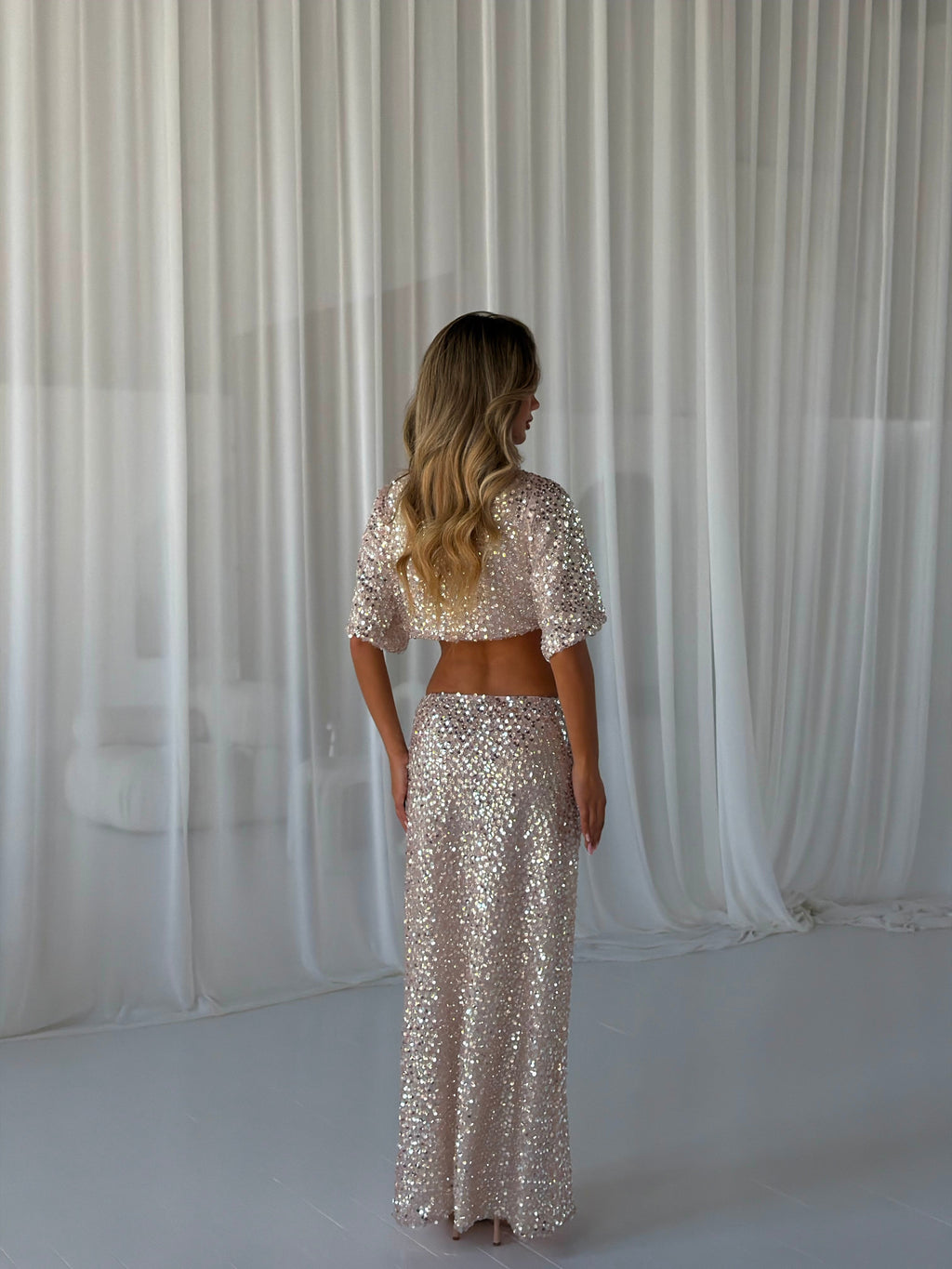 PREMIUM SEQUIN TSHIRT COORD | MAXI