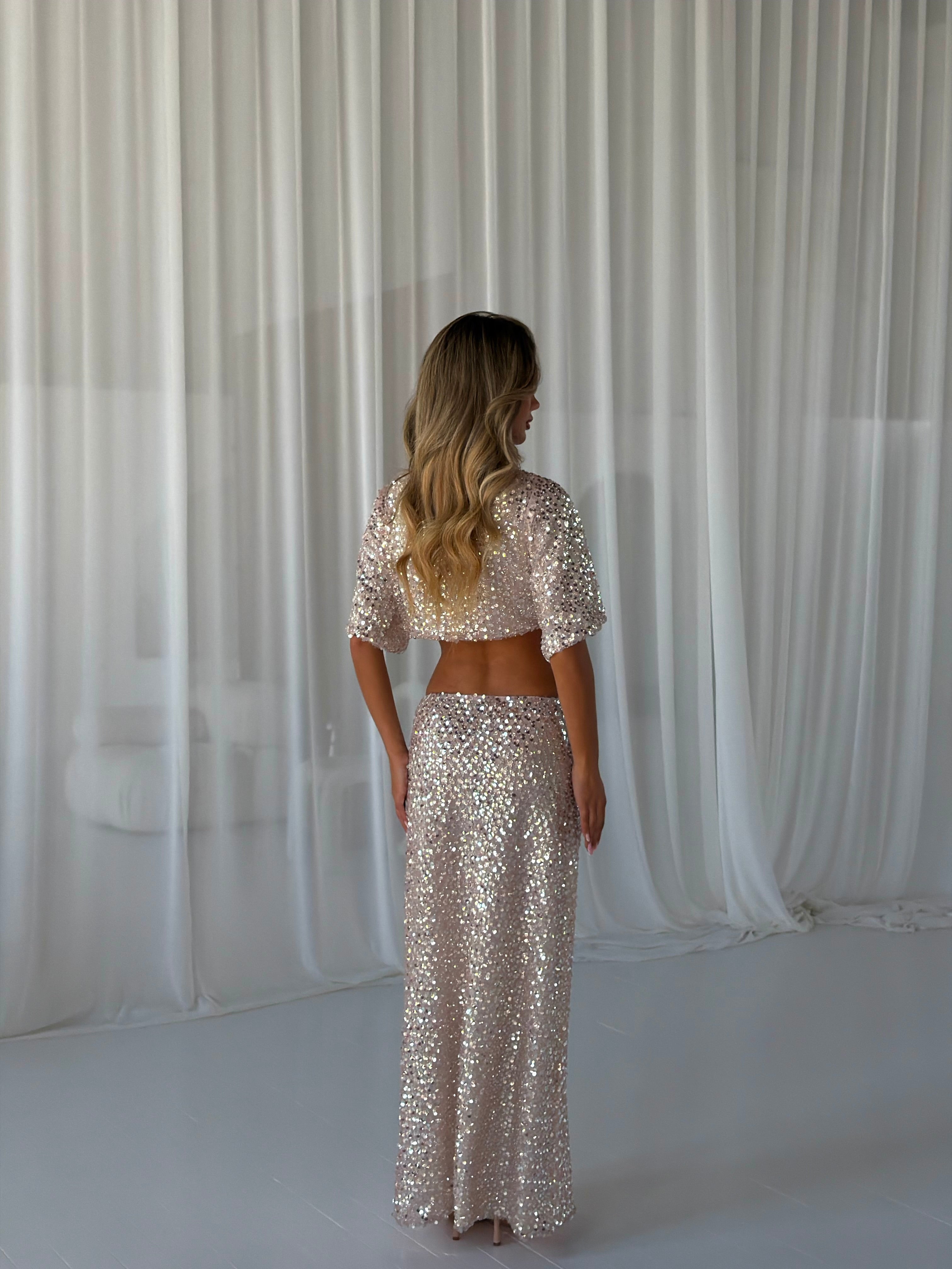 PREMIUM SEQUIN TSHIRT COORD | MAXI