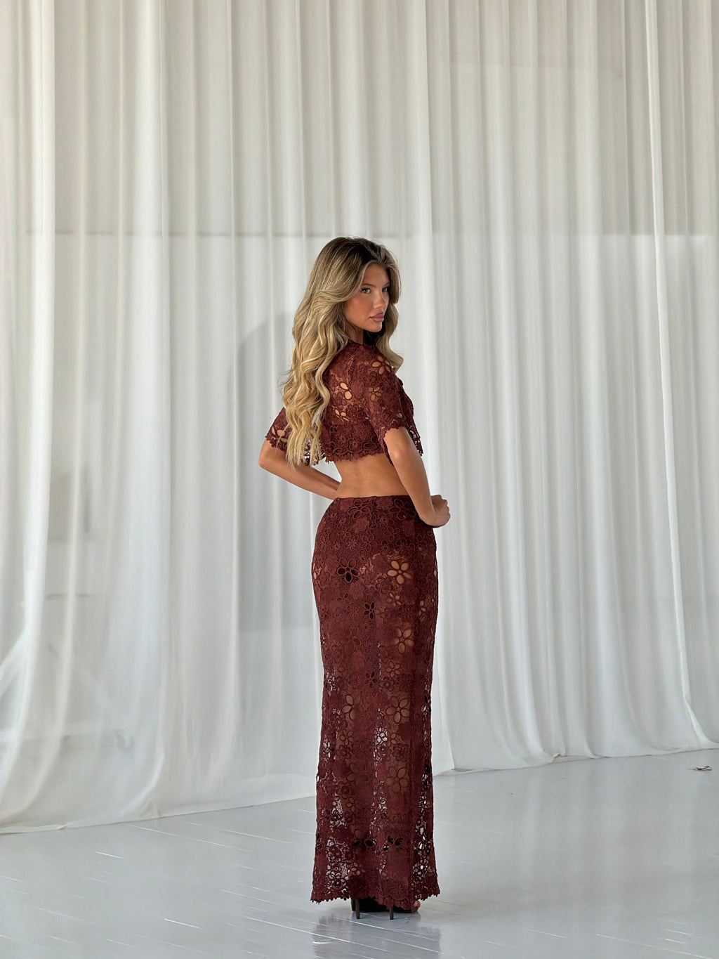 CROCHET FLOWER MAXI SET |CHOCOLATE