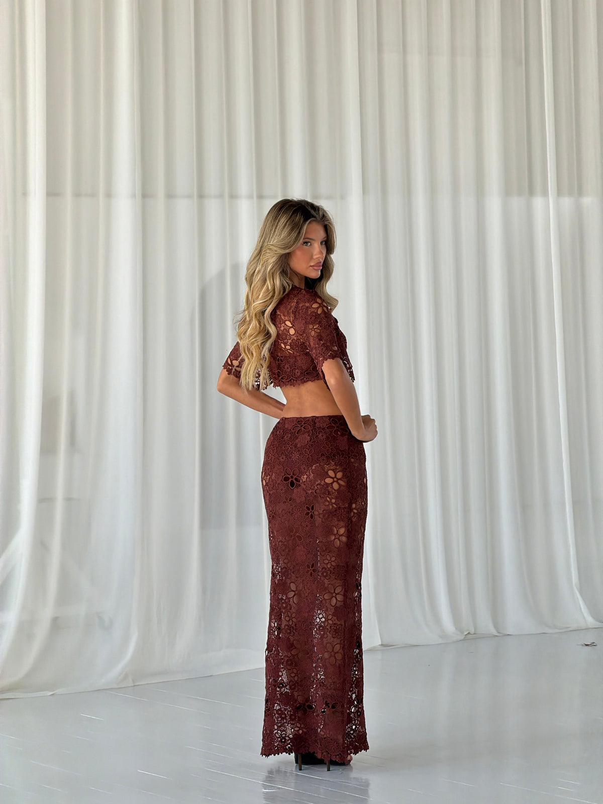 CROCHET FLOWER MAXI SET |CHOCOLATE
