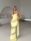 LEMON SWIRL LACE PANEL MAXI & SCARF